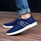 Men's Casual Canvas Loafers Sneakers: Comfortable, Durable, Stylish Blue Flats