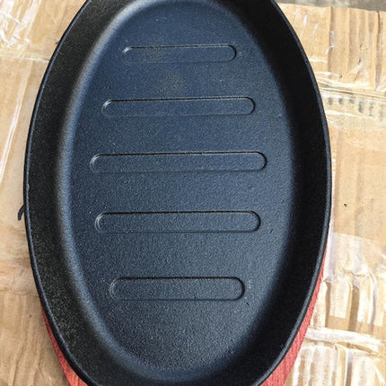 Sizzling Plate, Oval Cast Iron Hot Plate, Home and Kitchen Cooking Accessories, Sizzling Pan for Grilling Meat and Seafood