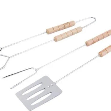 3 Pcs Stainless Steel Fork Tongs Skewer Sets BBQ Roasting Grilling