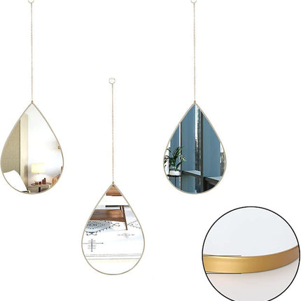 3 in 1 Tear Drop wall mirrors, Teardrop Mirror Wall Decor, Elegant Wall Mirrors Decorative Art(25 cm Diameter)