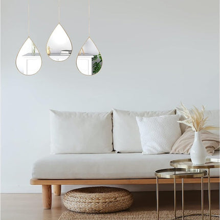 3 in 1 Tear Drop wall mirrors, Teardrop Mirror Wall Decor, Elegant Wall Mirrors Decorative Art(25 cm Diameter)
