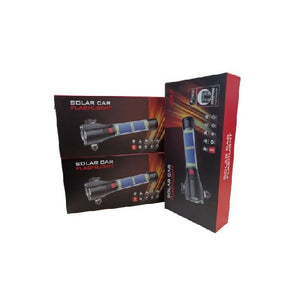 Portable SOLAR Rechargeable Torch LED Flashlight Long Distance Beam Range With Power Bank, Hammer And Strong Magnets, Window Glass And Seat Belt Cutter