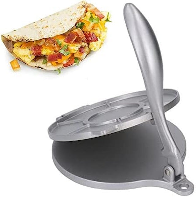 Tortilla Maker Press Heavy Aluminium Meat Press Dough Press Foldable Gadgets Bakeware Kitchen Accessories Pie Tools - Silver