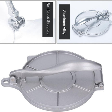 Tortilla Maker Press Heavy Aluminium Meat Press Dough Press Foldable Gadgets Bakeware Kitchen Accessories Pie Tools - Silver