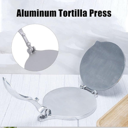 Tortilla Maker Press Heavy Aluminium Meat Press Dough Press Foldable Gadgets Bakeware Kitchen Accessories Pie Tools - Silver