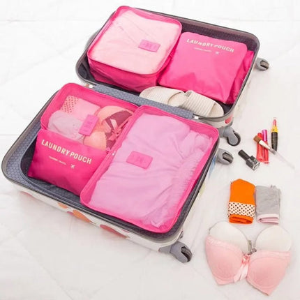 Travel Suitcase Organizer with Foldable Cosmetic Organizer, Travel Luggage Organizer Packing Cubes, Waterproof Storage Bags - Set of 8Pcs