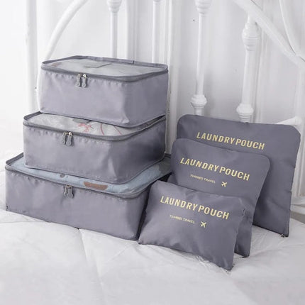 Travel Suitcase Organizer with Foldable Cosmetic Organizer, Travel Luggage Organizer Packing Cubes, Waterproof Storage Bags - Set of 8Pcs