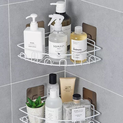 Triangular Storage Bracket, Corner Shower Caddy, Stainless Steel Adhesive Bathroom Shelf, Wall Mounted Storage Organizer
