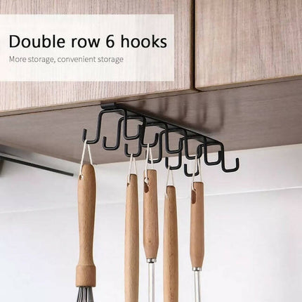 Double Sided Cup, Multipurpose Hanger, 12 Hooks Double Sided Under Shelf Hangers, Kitchen Accessories Holder