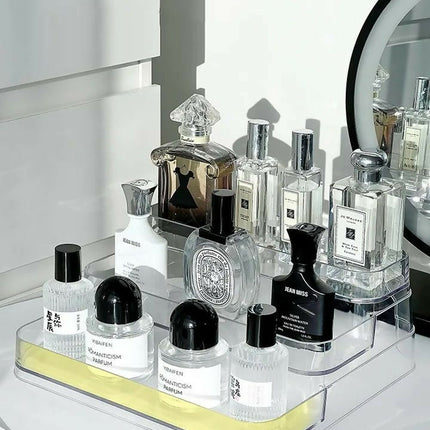 Acrylic Display Shelf Vanity Perfume Holder Organizer 3 Tiers Clear Display Risers Stand Plastic Figures Cupcake Storage Rack