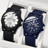 2-Piece Unisex Casual Quartz Watch Set with Durable Canvas Straps