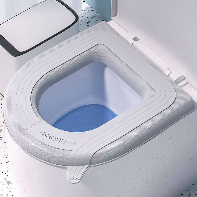 Household Waterproof Thickened Toilet Seat with Handle, Soft Toilet Silicone Seat Covers, Bathroom Comfortable Toilet Seat Pad