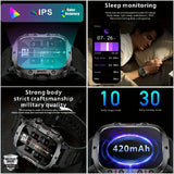 New Rugged Smart Watch Men Wireless Call Waterproof Sport Fitness AI Voice Outdoor 100+ Sports Modes Outdoor Smartwatch