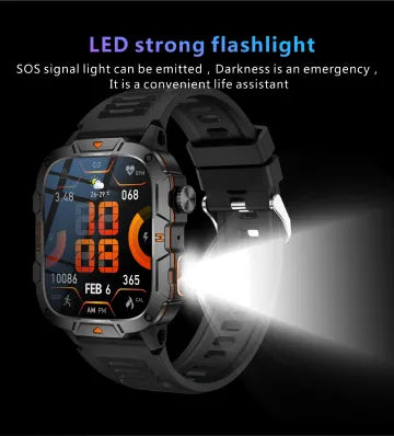 New Rugged Smart Watch Men Wireless Call Waterproof Sport Fitness AI Voice Outdoor 100+ Sports Modes Outdoor Smartwatch