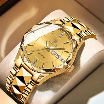 BINBOND Luxury Waterproof Men's Quartz Watch - Stainless Steel, Double Calendar