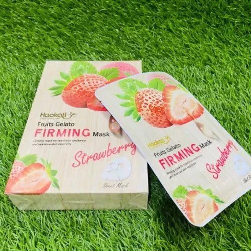 Haokali 10 PCs Strawberry Facial Mask Sheet Fruits Gelato Firming Face Mask