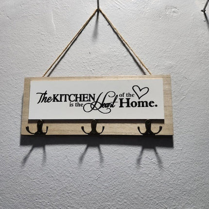 Wooden 3 Hook Key Holder Decor, Kitchen Wall Hanging Key Holder, Home Decorative Accessories for Keys, Coats, Hats