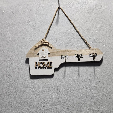 Wooden 3 Hook Key Holder Decor, Kitchen Wall Hanging Key Holder, Home Decorative Accessories for Keys, Coats, Hats