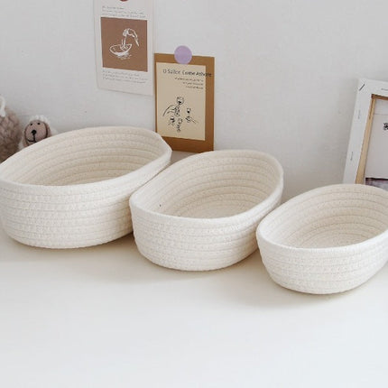 Woven Nordic Cotton Rope Storage, Decorative Storage Basket Bin Organizer Box, Baskets Organizer Desktop - Set of 3