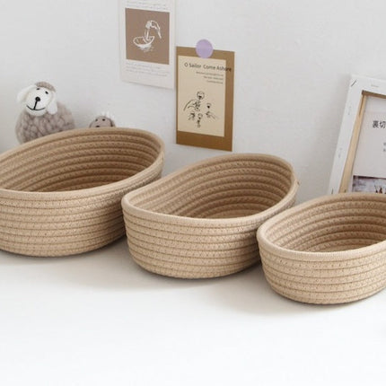 Woven Nordic Cotton Rope Storage, Decorative Storage Basket Bin Organizer Box, Baskets Organizer Desktop - Set of 3
