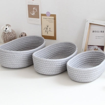 Woven Nordic Cotton Rope Storage, Decorative Storage Basket Bin Organizer Box, Baskets Organizer Desktop - Set of 3