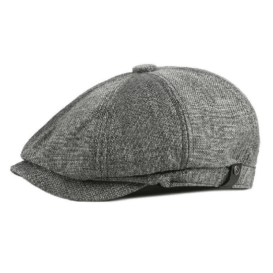 Men's Retro Octagonal Newsboy Cap British Painter Herringbone Flat Hip-Hop Beret