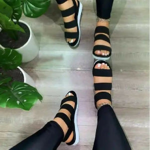 Casual Flat Heel Platform Cross Strap Open Toe Flat Shoes Women Sandals