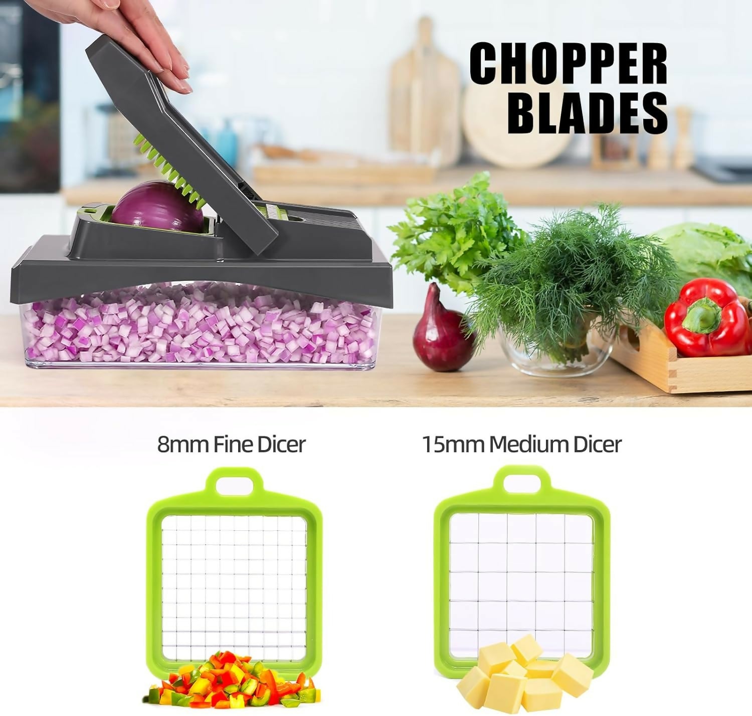 16-Piece Multifunction Vegetable Slicer & Chopper with Drain Basket
